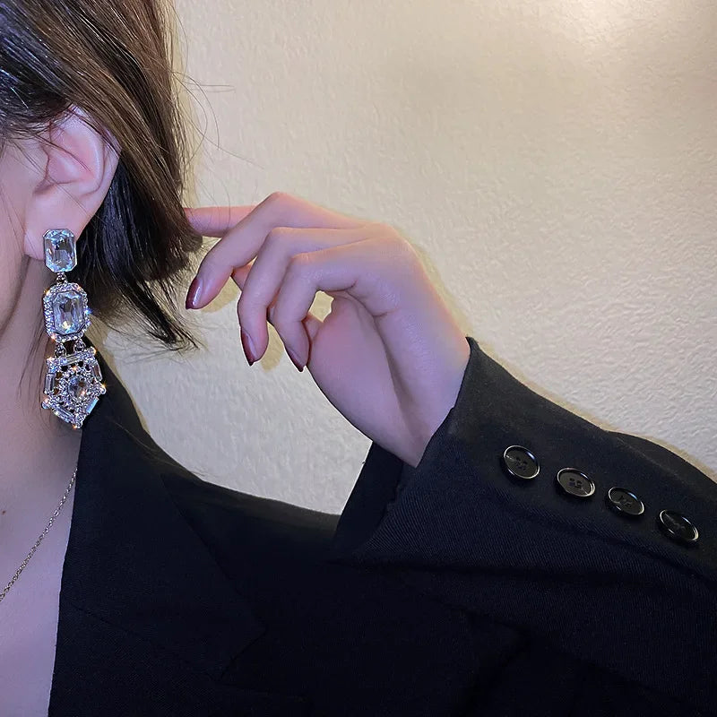 925 Silver Needle European and American Fashion Exaggerated Earrings