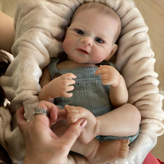 AnjoDoll 19Inch Elijah Boy Full Body Soft Silicone Vinyl Dolls Painted Newborn Doll Toys For Christmas Gift Muñecas Reborn