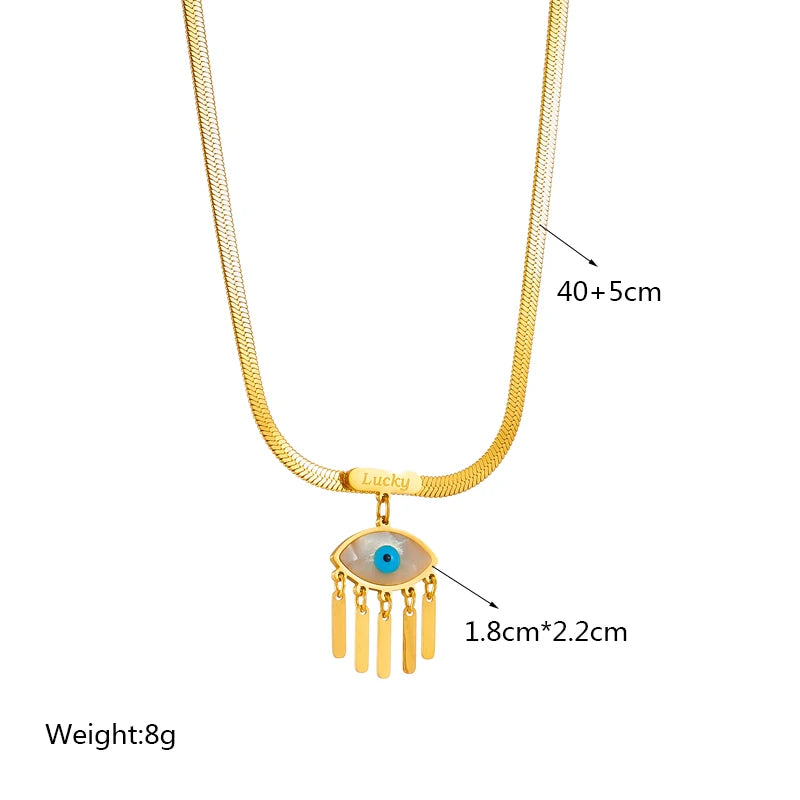 Stainless Steel Pearl Heart Butterfly Green Stone Pendant Necklace For Women
