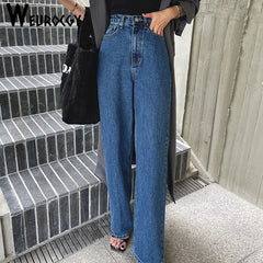 Women Jeans 2023 Autumn High Waist Soft Denim Lady Straight Pants Korean