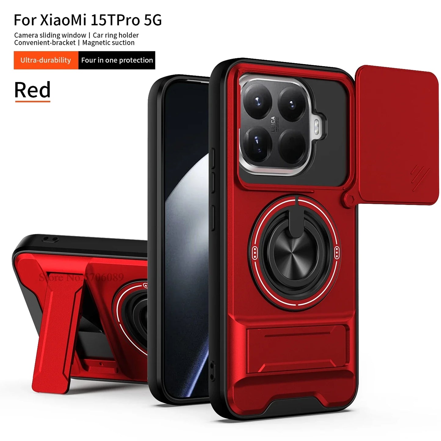 15T/15T Pro Armor Case For Xiaomi 15T Pro Case Shockproof Slide Lens Protector Phone Cover For Xiaomi 15T Case Fundas With Ring