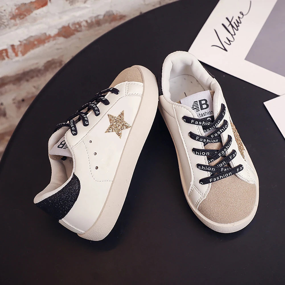 Kids Shoes Girls Boys Shoes Glitter Star Boys Girls Sneakers PU Leather