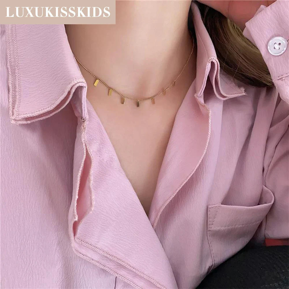 LUXUKISSKIDS Woman Collier бижутерия Golden Chains Necklaces Bohemia Star Heart Elegant Stainless Steel Jewelry Trendy