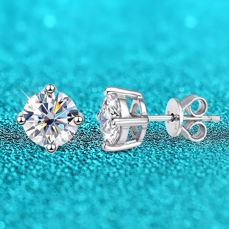 Smyoue 0.1-3CT Test Passed Moissanite Studs Earrings for Men Women S925 Silver Platinum Plated Bride Wedding Lab Diamond Studs