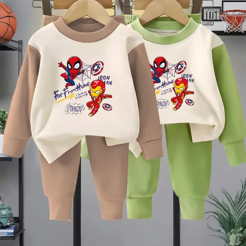 Spring Autumn Children's Clothing Sets Boys Sleepwear Clothes Kids Anime Spiderman Pajamas Set Soft Dralon Iron Man Pijamas New
