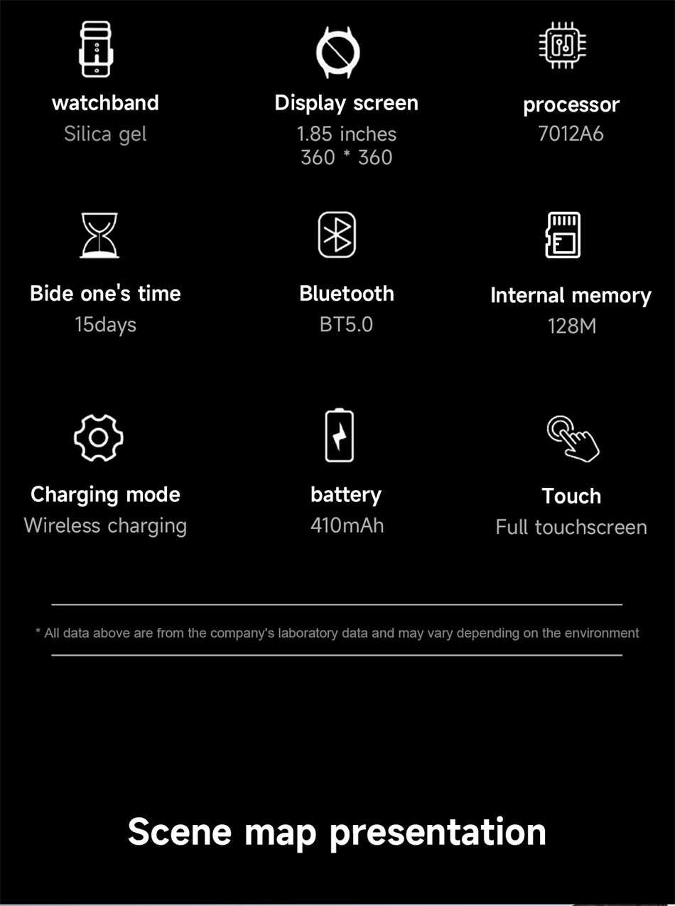 BOXUXING 1.85-inch Smart Watch Men Sport Waterproof Fitness Heart Rate Watches Compass GPS Track NFC Bluetooth Call Smartwatch
