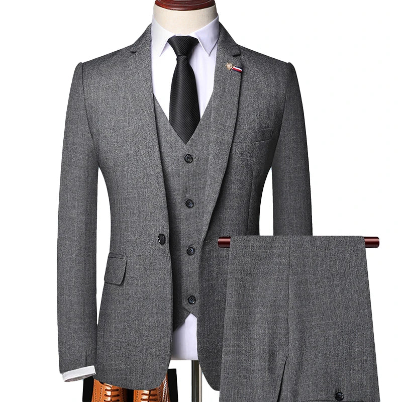 Tuxedo for Mens: Jacket Vest Pants Casual Plaid Retro Business Men's Suit 3Pcs