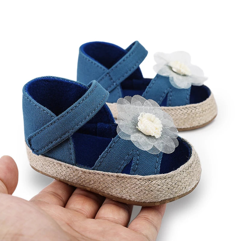 Baby Girls Shoes Spring Summer Cute Soft Retro Breathable Flower Decorate First Walkers Infant Toddler Princess Sandals 0-18M