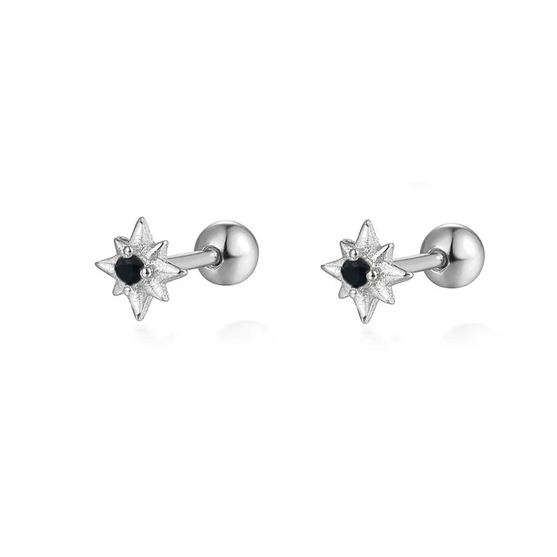 WANTME 925 Sterling Silver Fashion Love Butterfly Romantic Star Crown Screw Stud Earrings for Women Ear Bone Piercing Jewelry