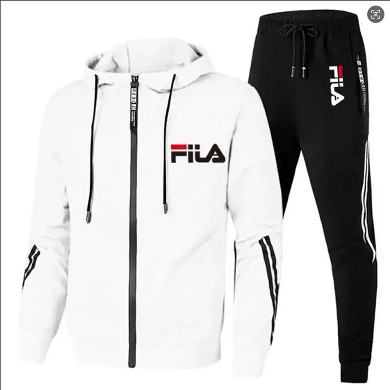 2026 Men's spring and Fall outdoor zipper jacket + sweatpants jogging set Casual basketball fitness two-piece set