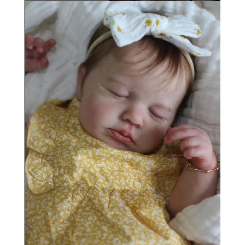 48cm  19inch LouLou Full Vinyl Girl Body Silicone Reborn Doll with Hand Rooted Hair