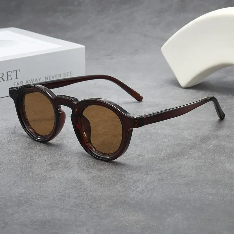 New Retro Round Small Frame Sunglasses Personalized High-end Men's and Women's Glasses Fashion Trend UV Resistant Sunglasses