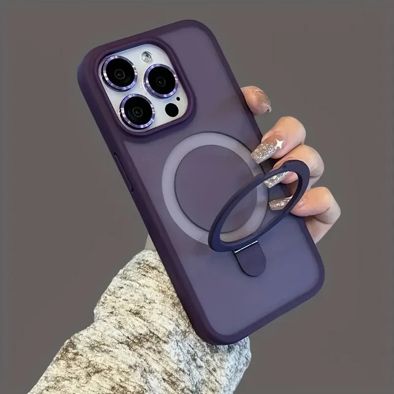 Luxury Magnetic Holder Armor Shockproof Wireless Charging Phone Case for iPhone 17 16 15 14 13 12 11 Pro Max 17 Air Cases Cover