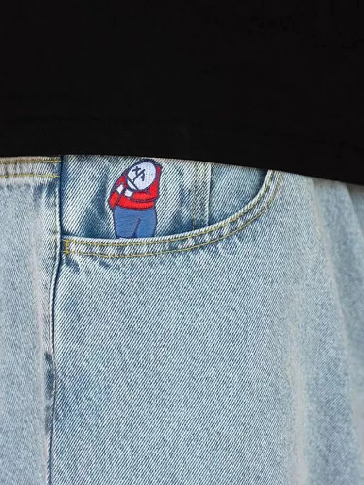 Y2K Big boy Jeans for Men Streetwear Baggy Jeans Embroidery Denim Leisure
