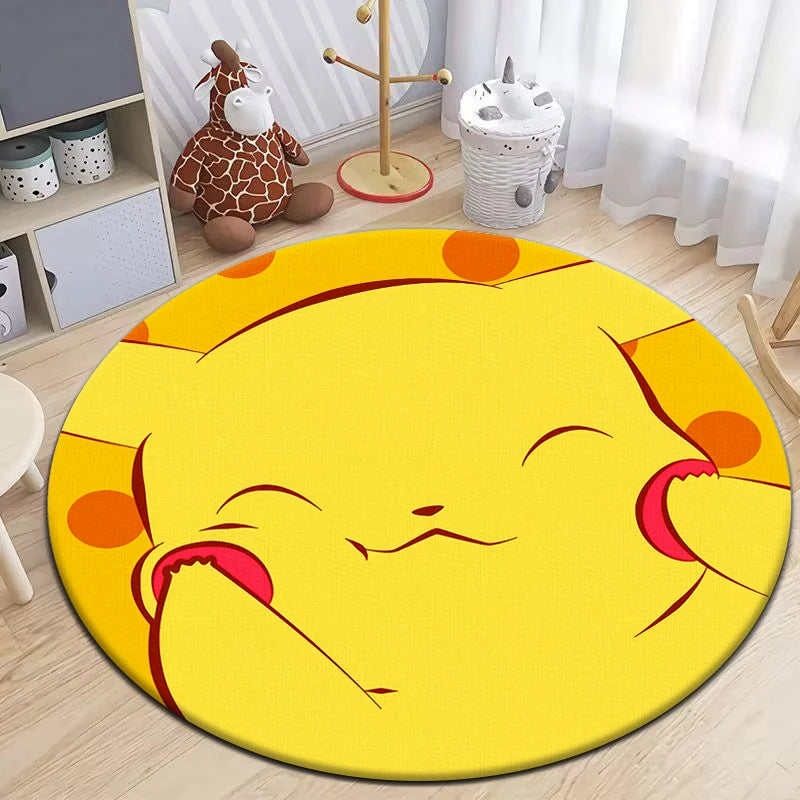 Pokemon Pikachu cartoon cute Printed Round Carpet,bedroom,Living Room,door mat