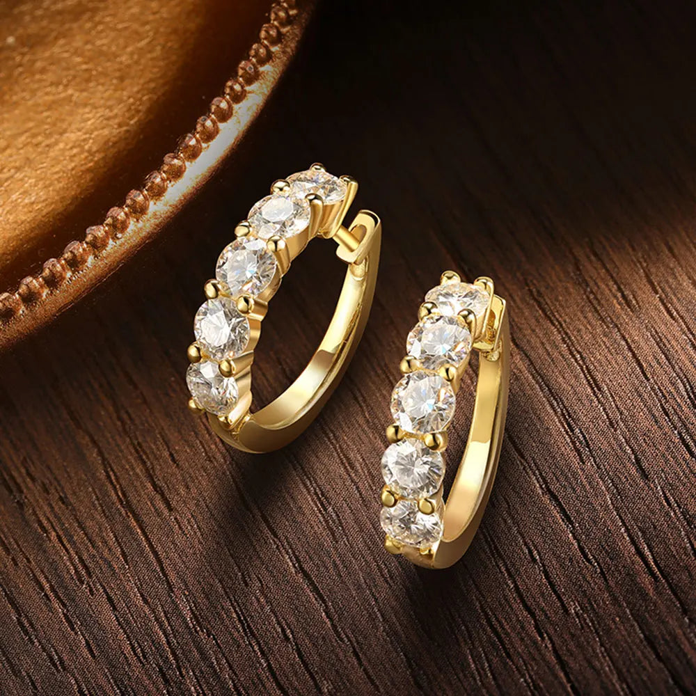 KNOBSPIN D Color Moissanite Loop Earring 925 Sterling Sliver Plated with 18k White Gold Earring for Women Sparkling Fine Jewelry