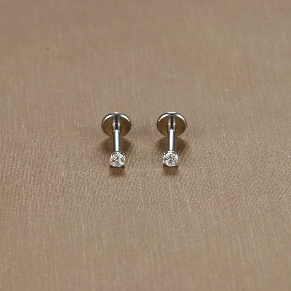 2PC Labret Tragus Stud Earrings 16G Surgical Stainless Steel CZ Crystal  Monroe Helix Cartialge Conch Medusa Lip Body Piercing
