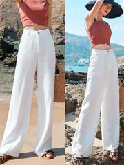 Women's Pants Summer Casual Wide Leg Loose Thin Cotton Linen Clothes