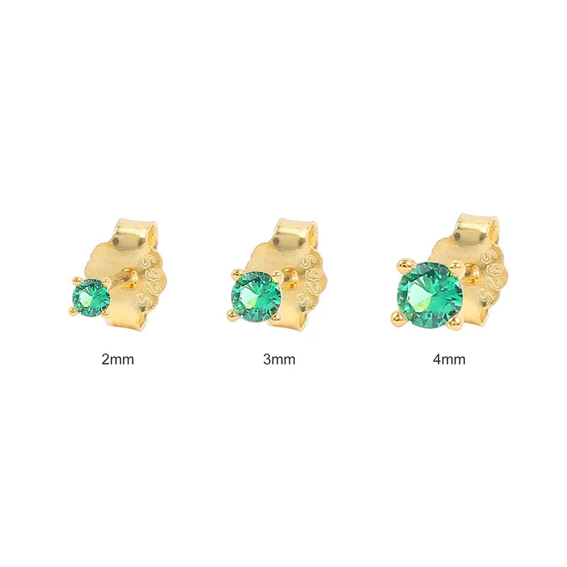 CANNER 3pcs/set Bling Zircon Earring 925 Sterling Silver Cute Mini Heart Star Stud Earrings Ear Bone Earlobe Piercing Jewerly
