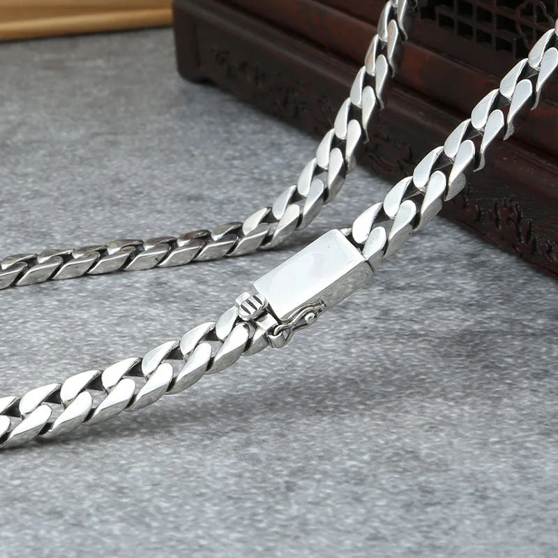 100% S925 Sterling Silver Necklace Bracelet Punk S925 Silver Jewelry Never Fade Carry certificate Men Women Jewelry Gifts