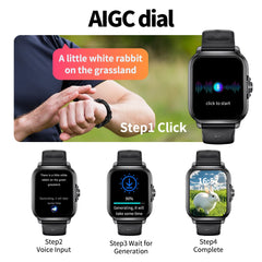 KUMI KU7 Meta 2.01″ High-definition Screen Smart Watch Bluetooth Call Heart Rate Measurement Oximetry Offline Intelligent Voice