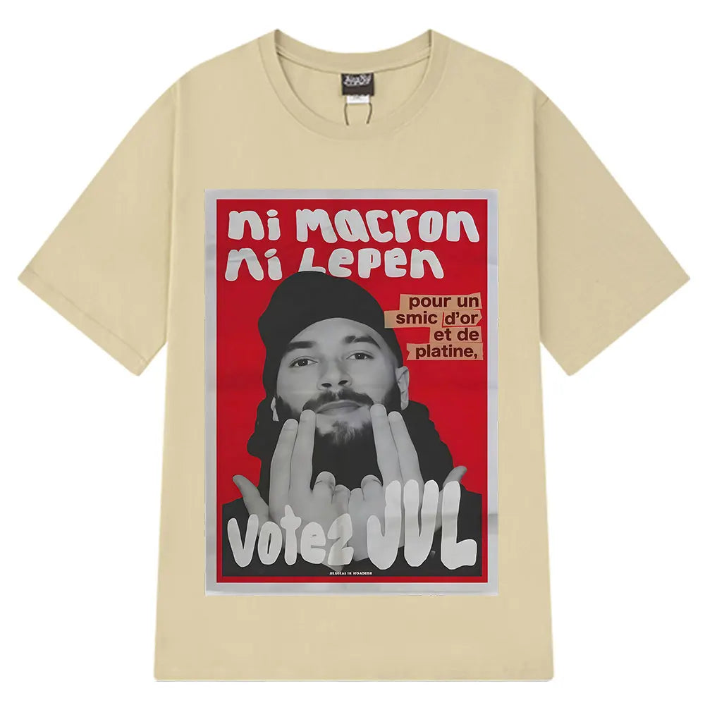 French Rapper Vote JUL Fashion Graphics T-shirts Men Women Hip-hop T-shirt Short-sleeved Casual Oversized T Shirt Streetwear