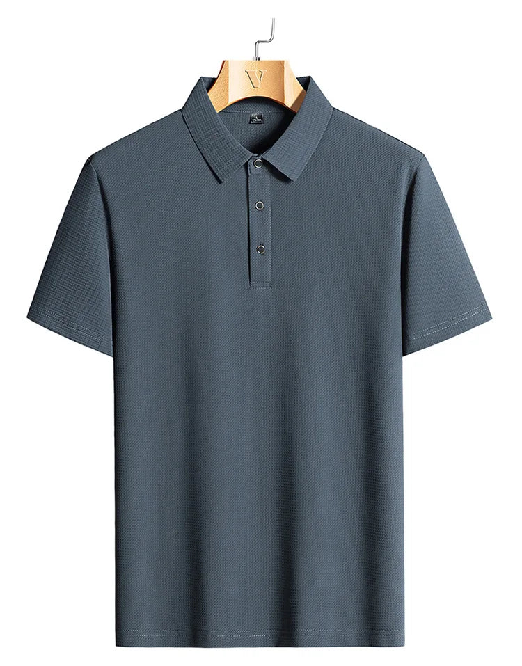 M-9XL Summer Polo Shirt Men New Breathable Mesh Ice Silk Quick-drying Short-sleeved T-shirt Elastic Sports Tops Men Clothing