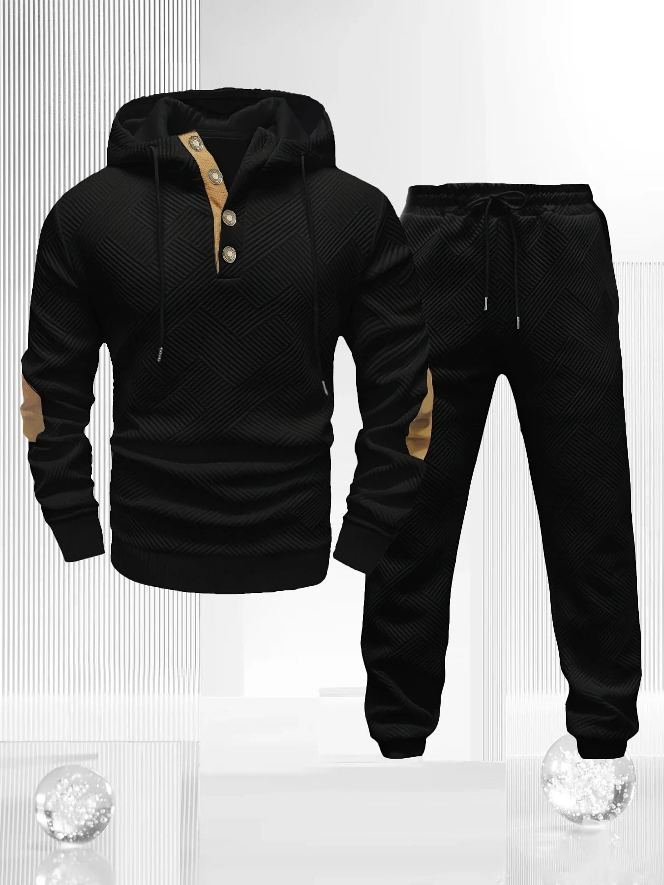 Men's Sportswear Solid Color Joggers Hoodie Sweatshirts and Long Pants 2 Piece Set Fashionable Casual Sports Set Men's Tracksuit