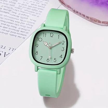 1/10PCS Fashion Square Women Watches Casual Silicone Band Quartz Wristwatch for Girls Clock Reloj Mujer（Without Box）