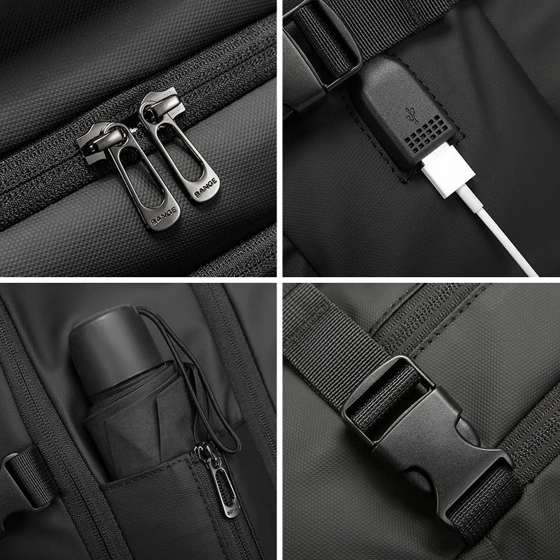 BANGE New Design Large Capacity Oxford Men 15.6 inch Laptop Backpack Softback Business Waterproof Backpacks with USB Charing