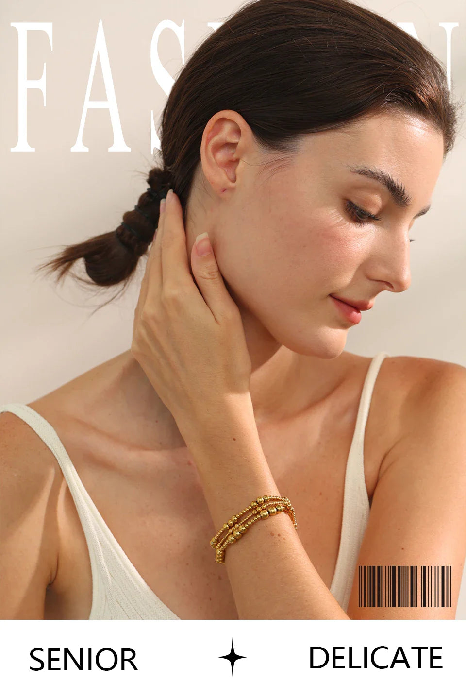 Yhpup 3/4/5/6 MM Stainless Steel Beads Daily Handmade Elastic Bracelet Bangle Waterproof Wrist Wholesale Gold Color Jewelry Men