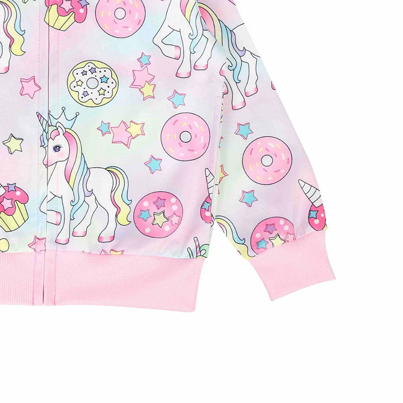 Unicorn Girls Jacket Cute Cartoon Boys Coat Little Princess Outerwear Birthday Kids Clothes