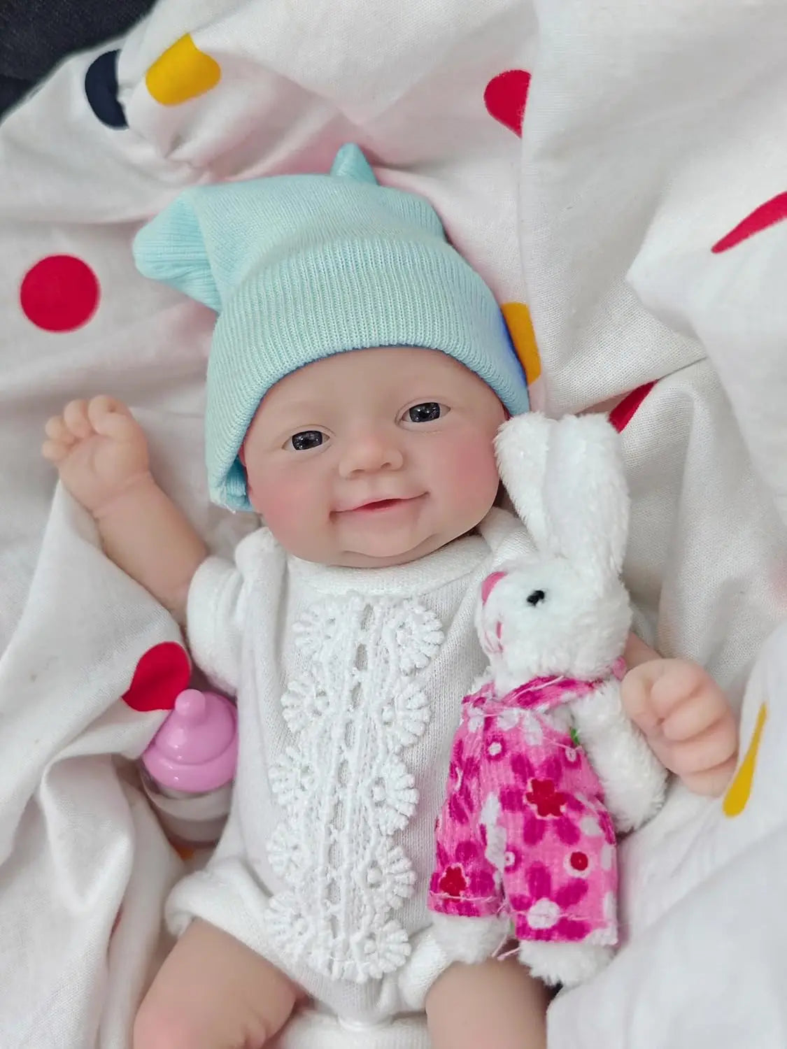 7 inches Reborn Baby Dolls Full Body Silicone Blue Eyes Open Cute Baby Girl The Look Real Baby with Gift Box