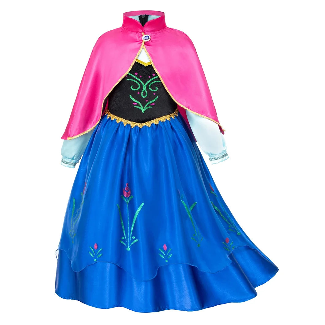 Fancy Girl Anna Elsa LED Dress Halloween Children Cosplay Snow Queen Princess Costume Kids Performance Masquerade Fairy Frock
