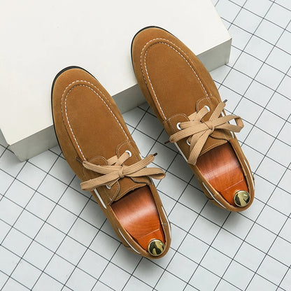 Fashion Suede Leather Mens Casual Luxury Designer Formal Dress Brown Boat Loafers For Men Moccasins Korean Wedding Office Shoes