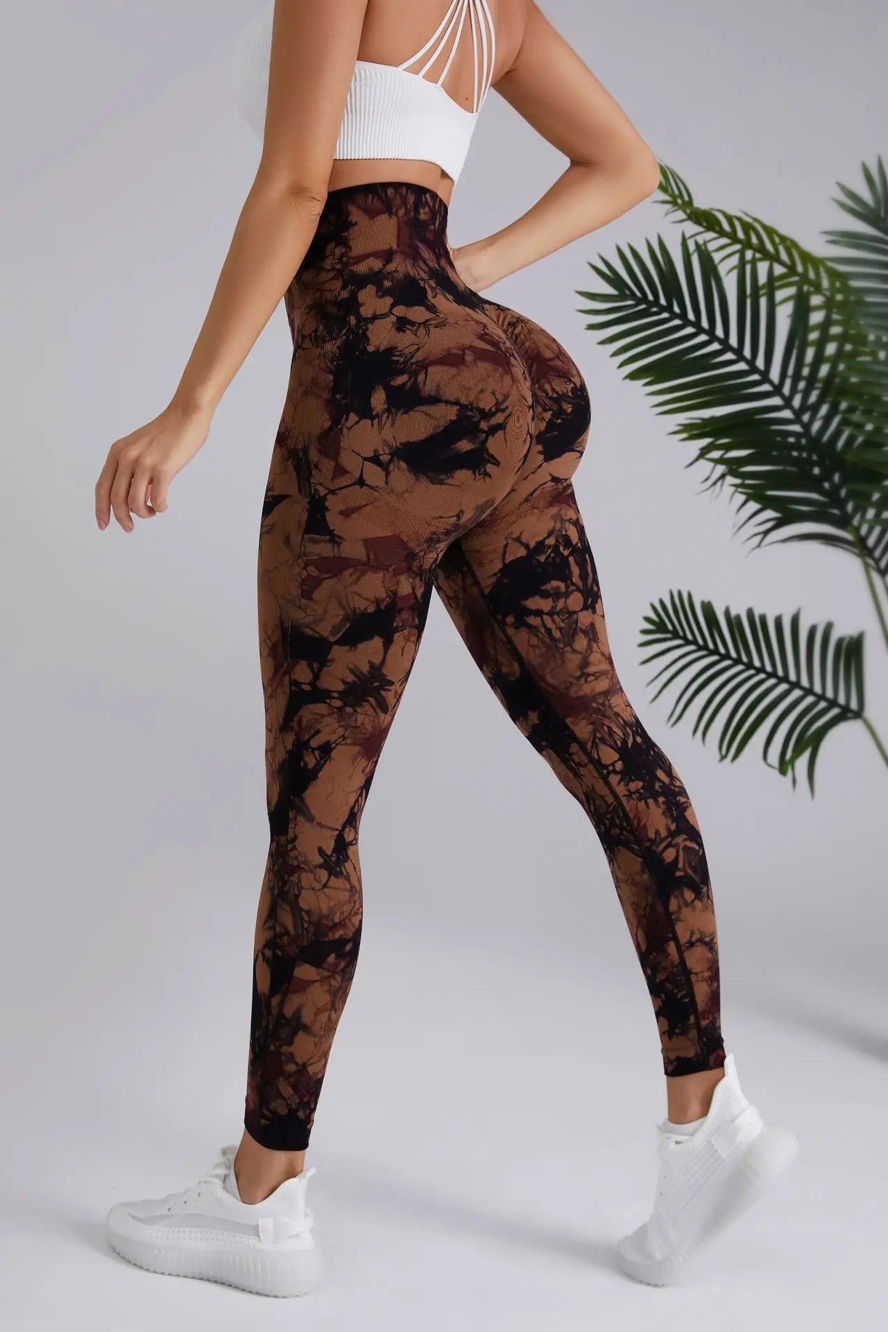 Seamless Peach Yoga Pants Women's Dual Color Tie Dye Tie Float High Waist Sports
