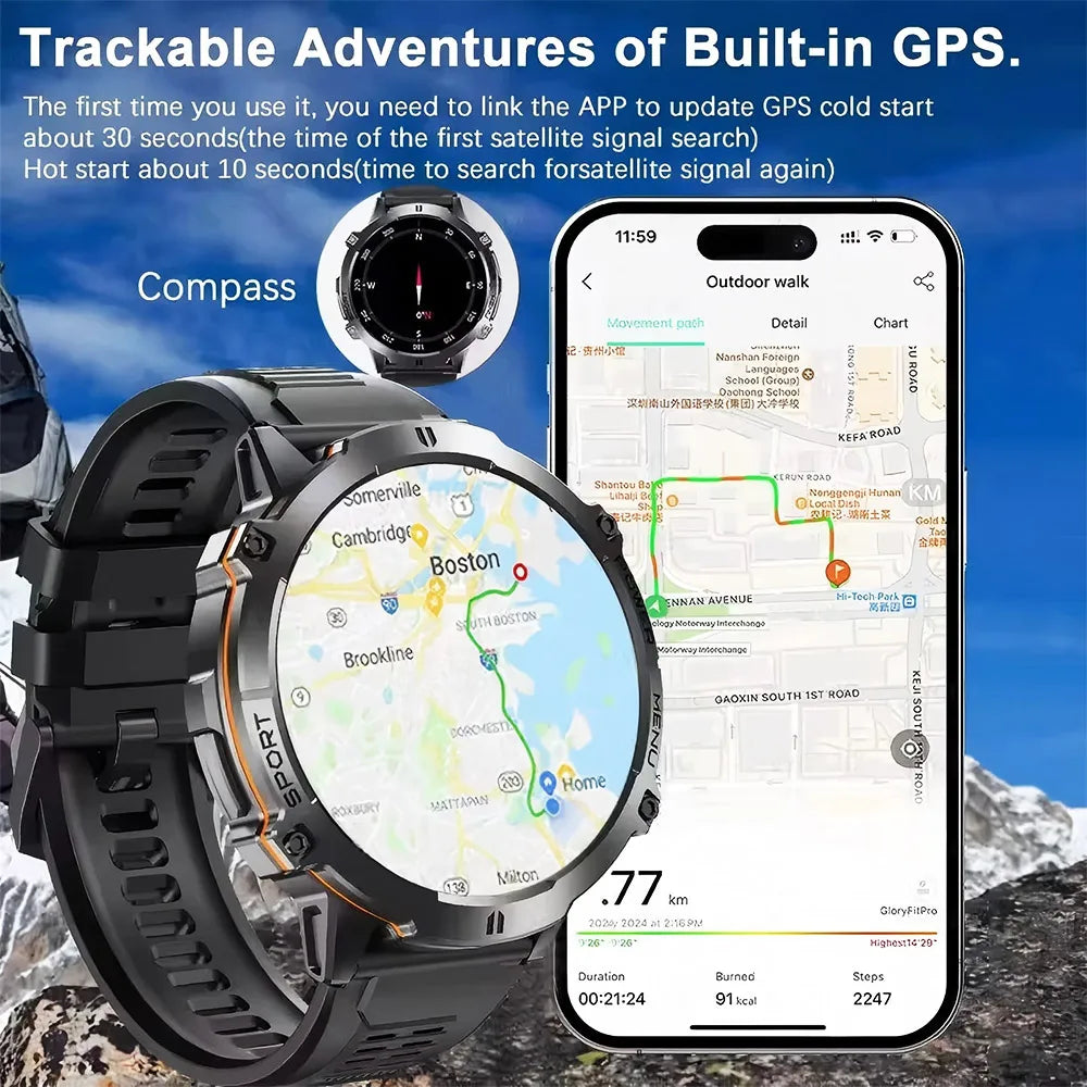 T-Rex 3 Military Grade 1000mAh Battery Smart Watch 10ATM Waterproof GPS Compass Altimeter Call AMOLED Men Swim Sports Smartwatch