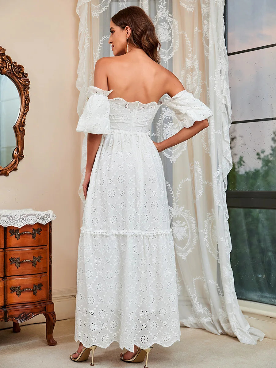 Evening Dresses Boat Neck A-LINE Ankle-Length Half Sleeve Chiffon