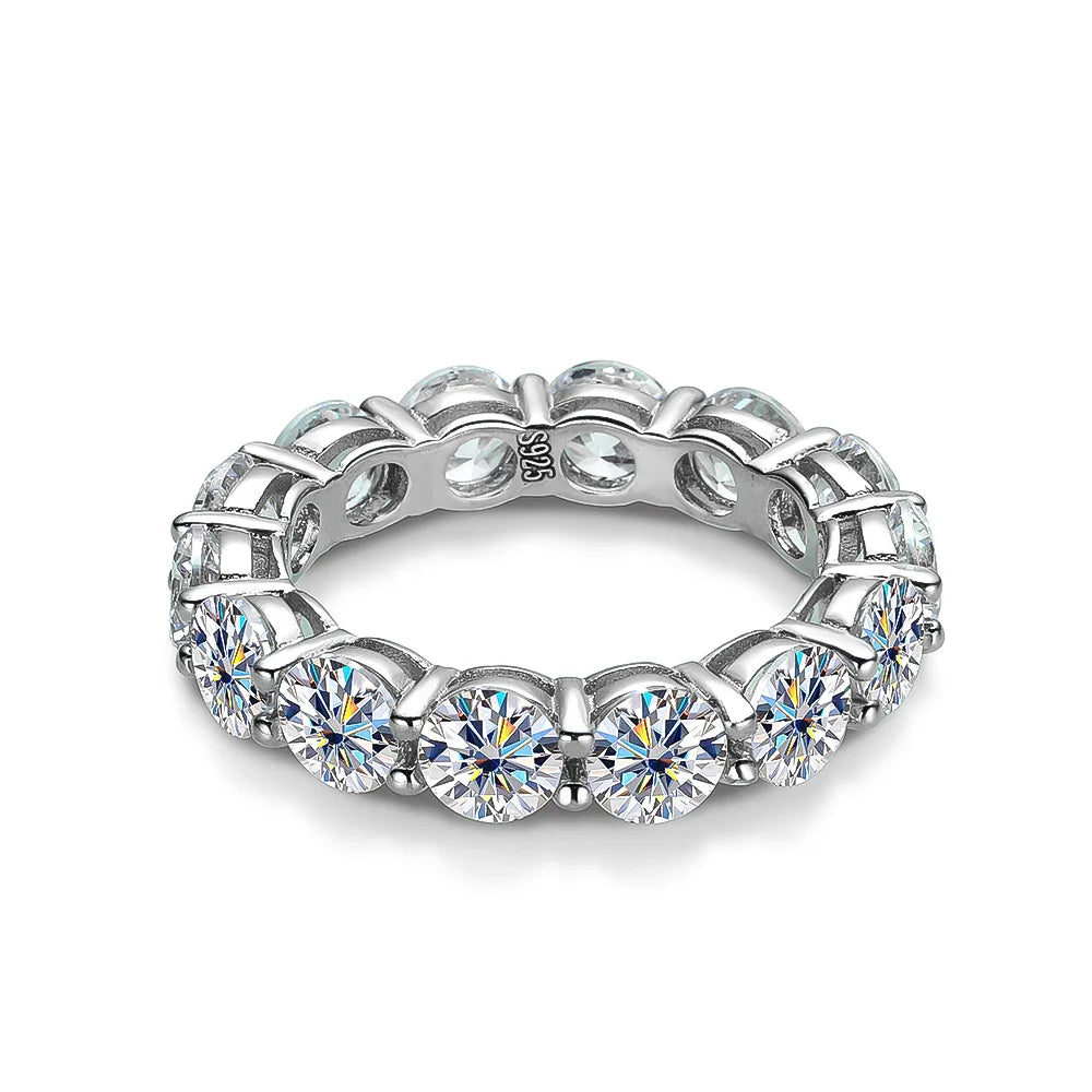 ALITREE 5mm 7ct D Color Moissanite Ring 925 Sliver Wedding Band Eternity Band Engagement Rings For Women