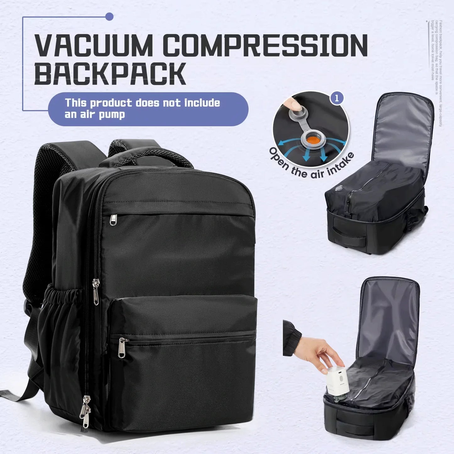 Men Vacuum Compression Backpack 15.6in Laptop Backpack Expand Hiking Vacuum Travel Backpack, Ryanair Backpack 40x30x20 Cabin Bag