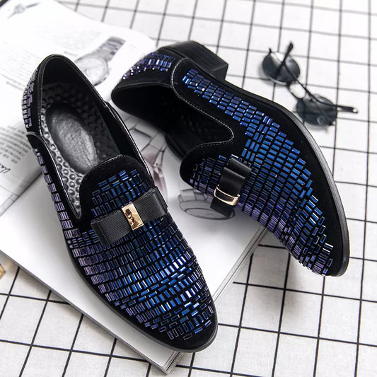 Men Evening formal Dress Rhinestone Shoes Loafers Casual Prom