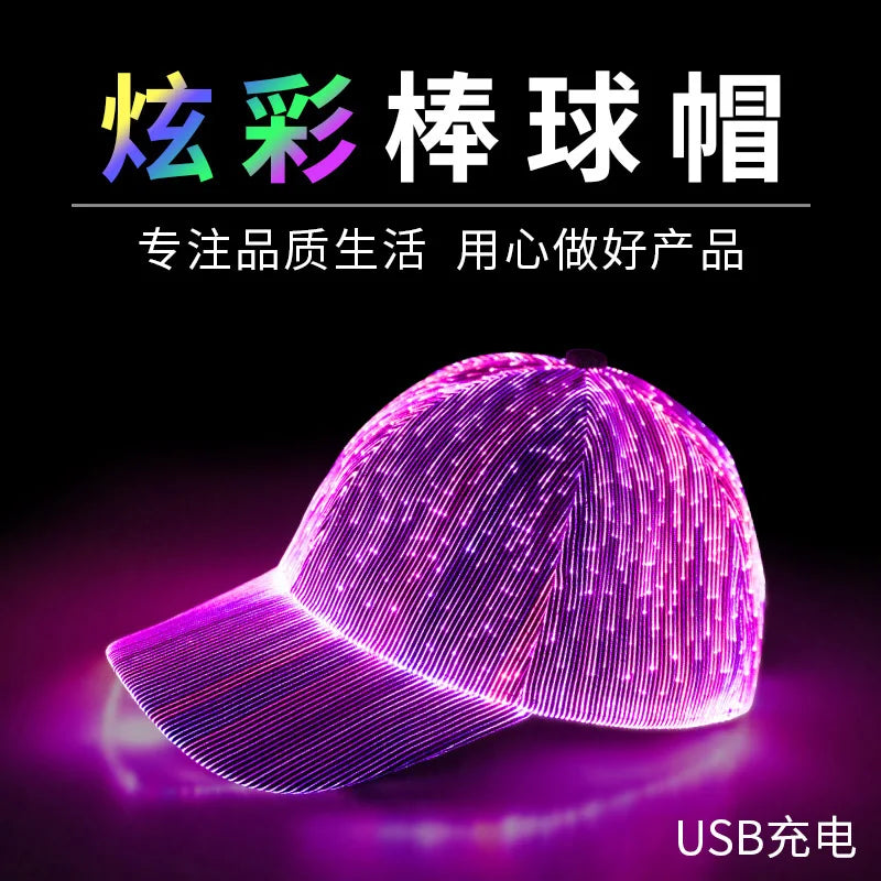 Hot LED Light Up Baseball Cap Neon Colorful Glowing Adjustable Sun Hats For Women Men Night Running Caps Travel Supplies