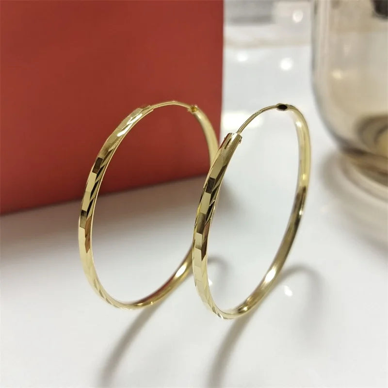 Senlissi - New Fashion 18K Gold Plated Hoop Earrings For Women 925 Sterling Silver Earring Cерьги Kольца Jewelry Girlfriend Gift