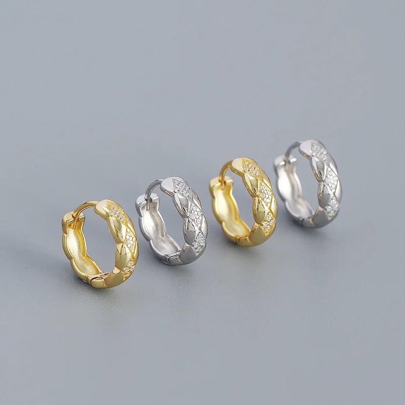 925 Sterling Silver Earring Colorful Dripping Oil Material Ear Ring Ear Buckle Rhombus Shape Trend Wild Girl Women Boy Ear Jewel