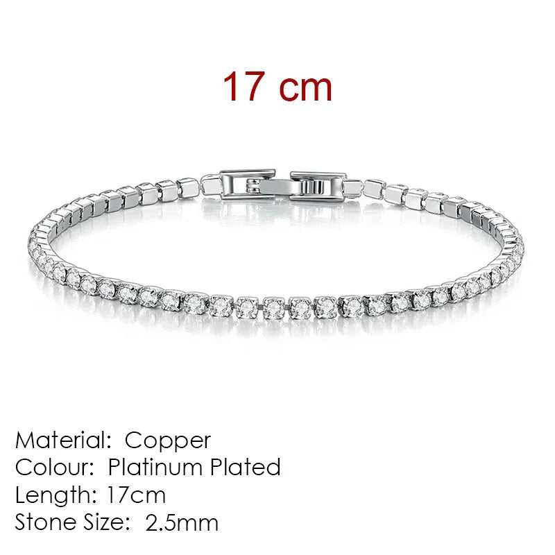 Fashion Multicolor Tennis Bracelet for Women 2.5/3/4/5mm Zirconia Charm Designer Tennis Chain Men Bracelet Wedding Jewelry KC128