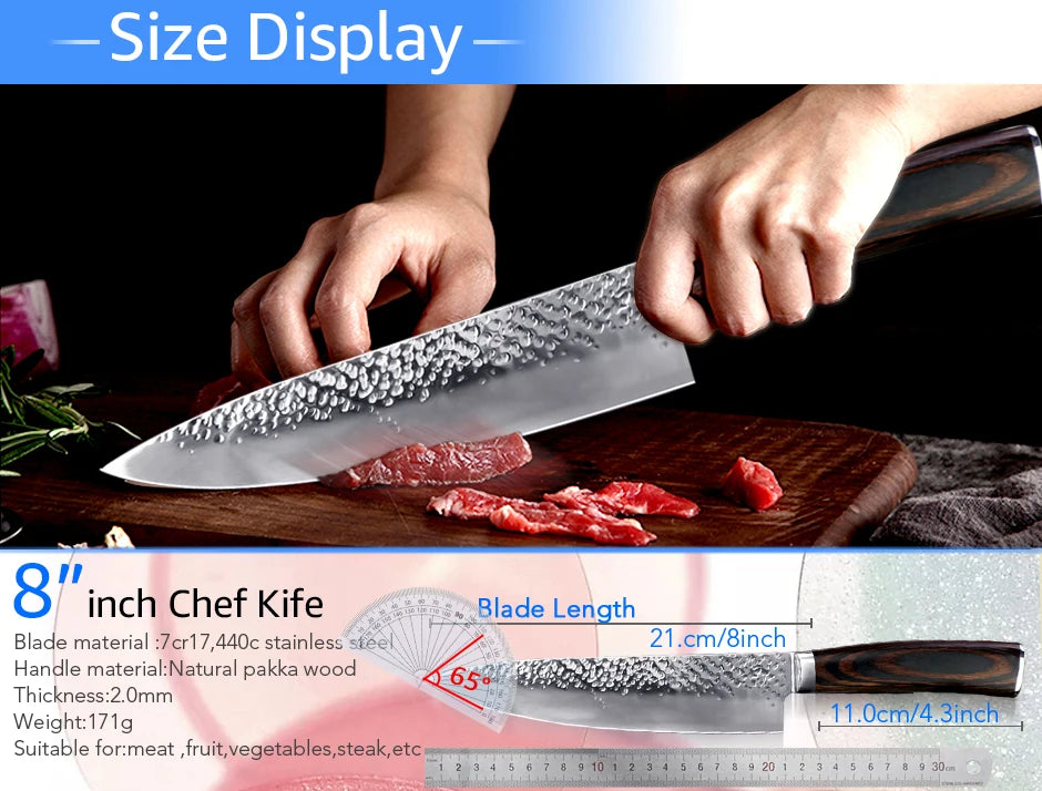 Kitchen Chef Knife 8 inch 7CR17 440 High Carbon Stainless Steel Fish Meat Cleaver
