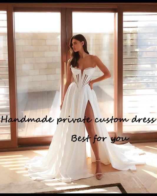 White Bridesmaid Dresses: Wedding Dresses for Bride Corset A Line Bridal Gown