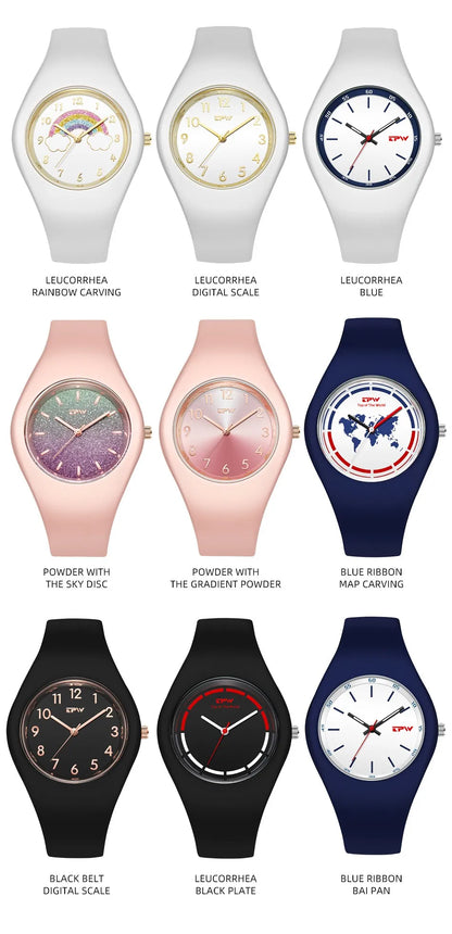 TPW Full Size 40mm Quartz Watch For Women Rubber Strap Skin Friendly Silicone watch
