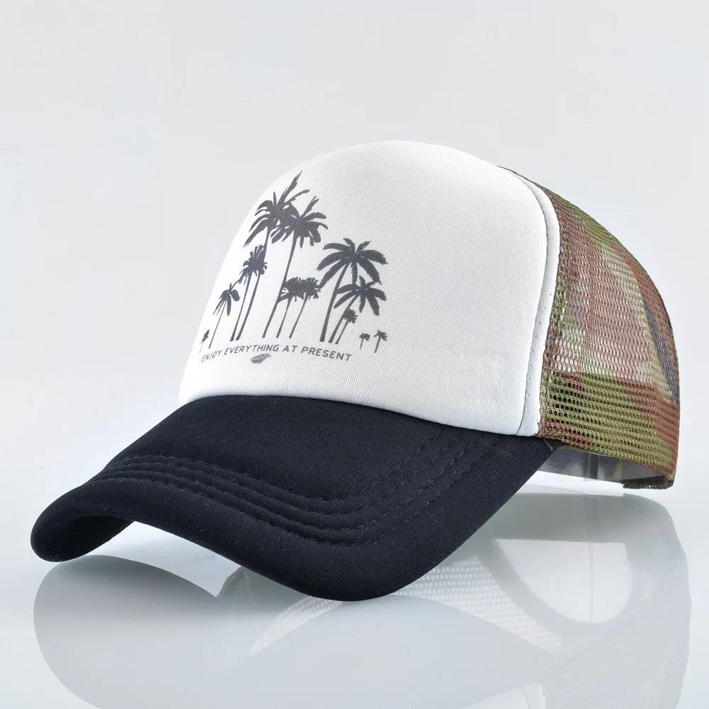 Trees Mesh Baseball Cap Summer Outdoor Snapback Sport Hats for Men