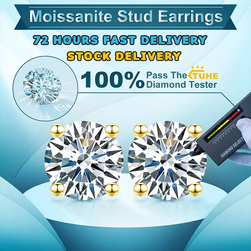 TUHE Unisex Classic Round Moissanite Earring For Women Jewelry 5MM/6MM/7/MM Silver 925 Fashion Earrings Women Gift